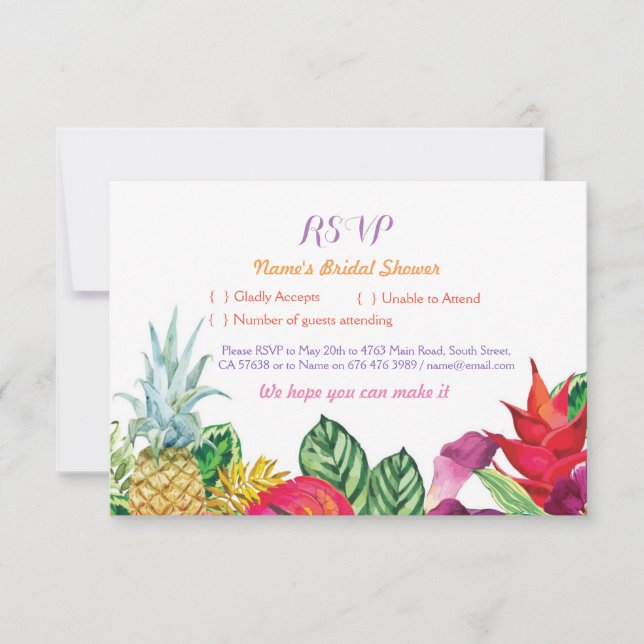 Cartes de RSVP Baby Shower Aloha Tropical Luau (Devant)