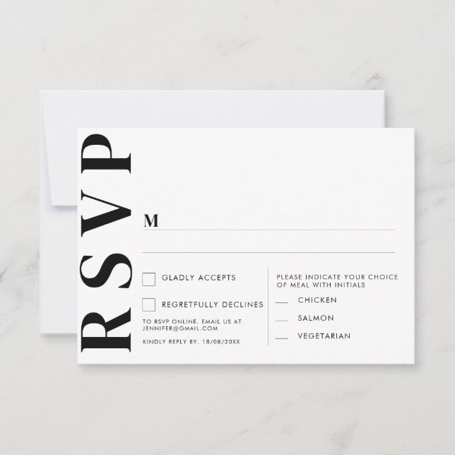 Cartes de RSVP de mariage minimaliste (Devant)