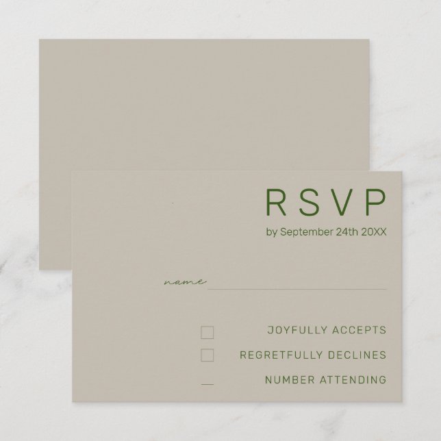 Cartes de RSVP de mariage minimaliste (Devant / Derrière)