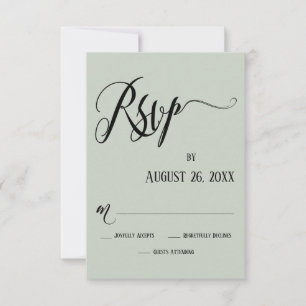 Cartes de RSVP en Flourishes Élaborés Vert Sauge P