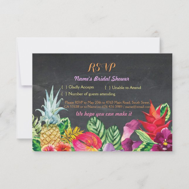Cartes de RSVP Fête de Mariage Aloha Tropical Crai (Devant)