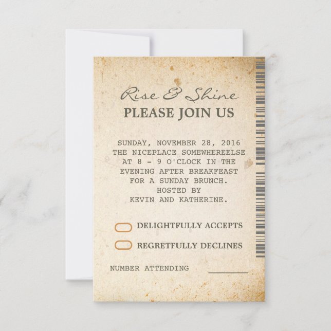 Cartes de RSVP supplémentaires pour le brunch du d (Devant)