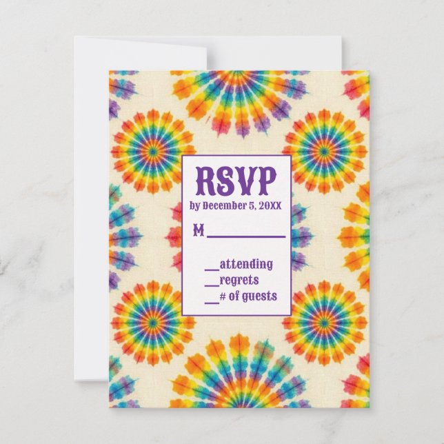 Cartes de RSVP Tie-Dye Psychedelique (Devant)