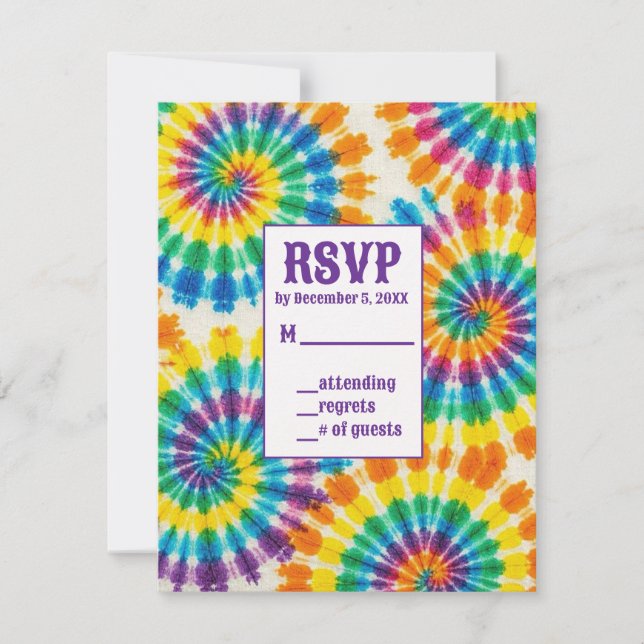 Cartes de RSVP Tie-Dye Psychedelique (Devant)