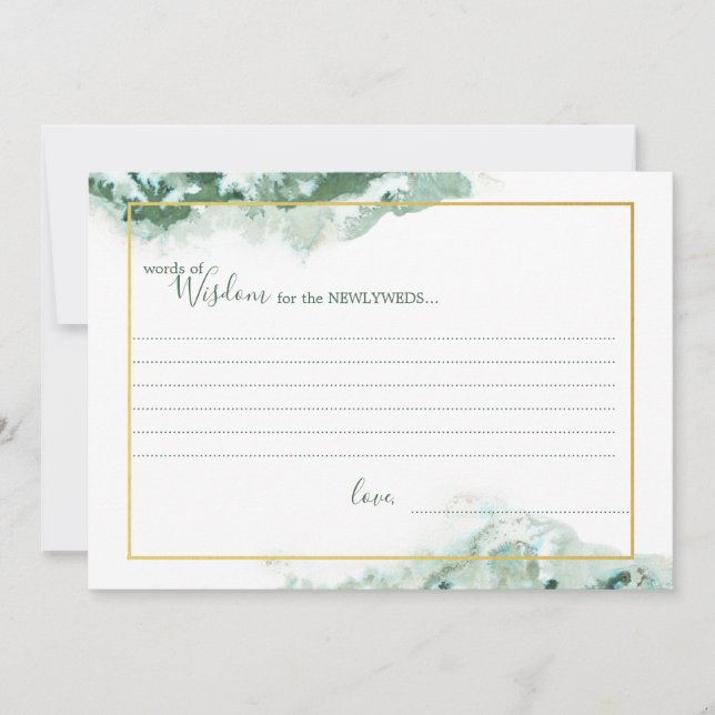 Cartes de Sagesse Mariage Ombre Or En Marbre Vert (Devant)