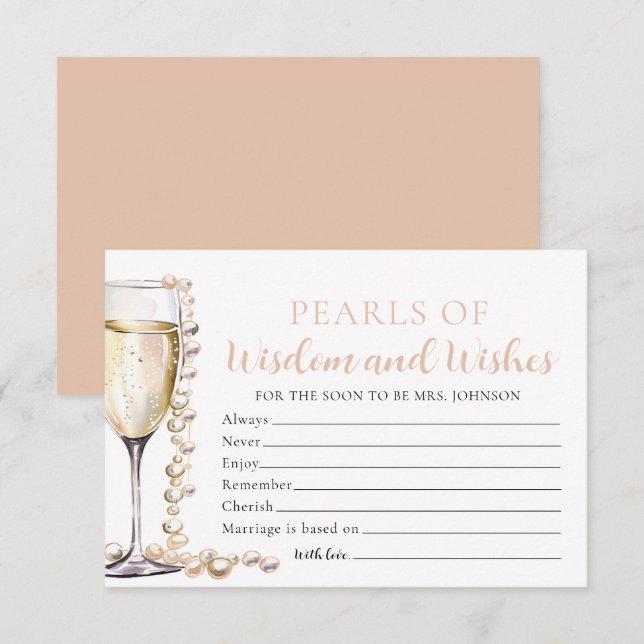 Cartes de Sagesse Perles Élégantes et Prosecco (Devant / Derrière)