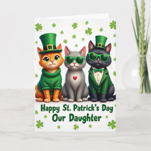 Cartes de Saint-Patrick Faux Chats en Feuille d'Or