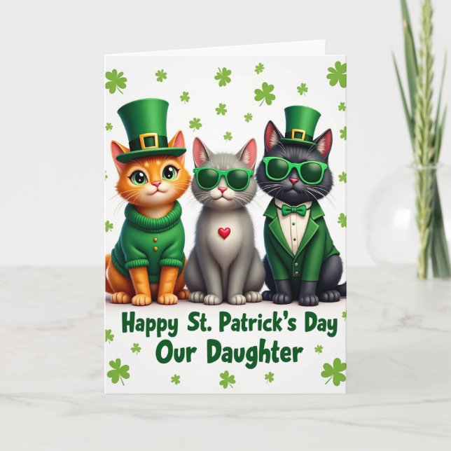 Cartes de Saint-Patrick Faux Chats en Feuille d'Or (Devant)