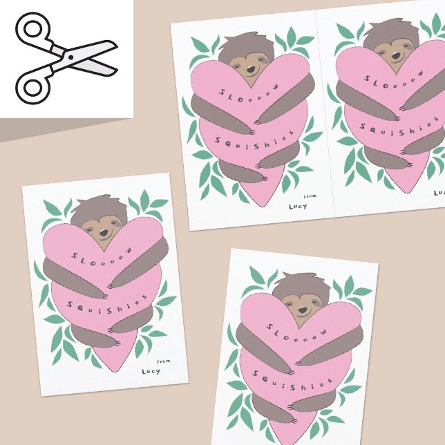 Cartes de Saint-Valentin découpées de paresseux |  (Créateur téléchargé)