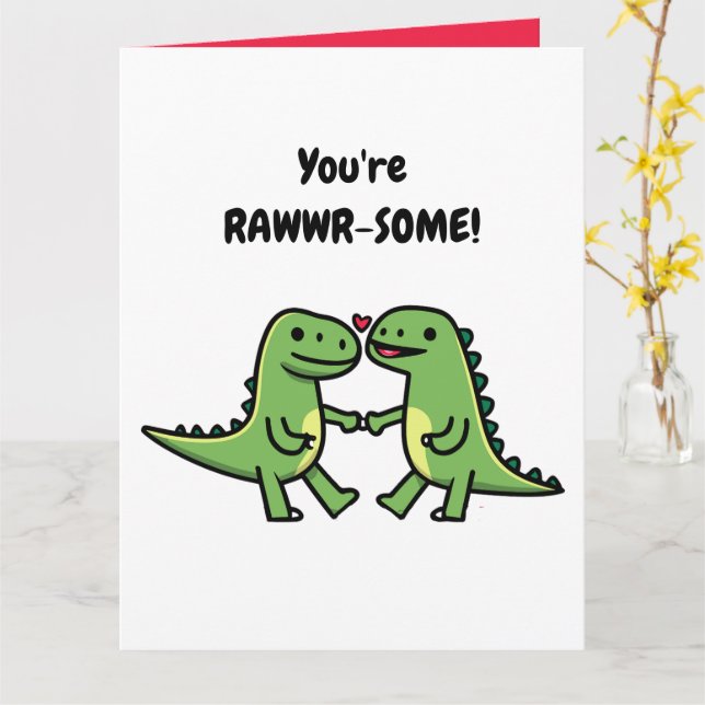 Cartes de Saint-Valentin dinosaures  (Fleur jaune)