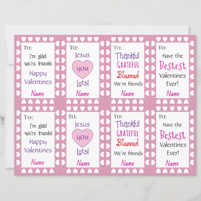 Cartes de Saint-Valentin pour enfants par huit (Devant)