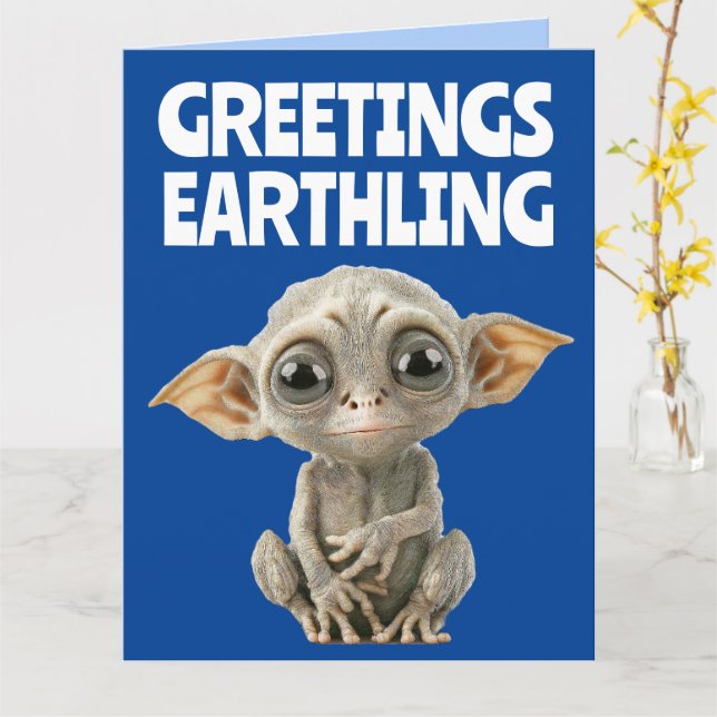 CARTES DE SALUT ALIENS FUNNY ANNIVERSAIRE (Fleur jaune)