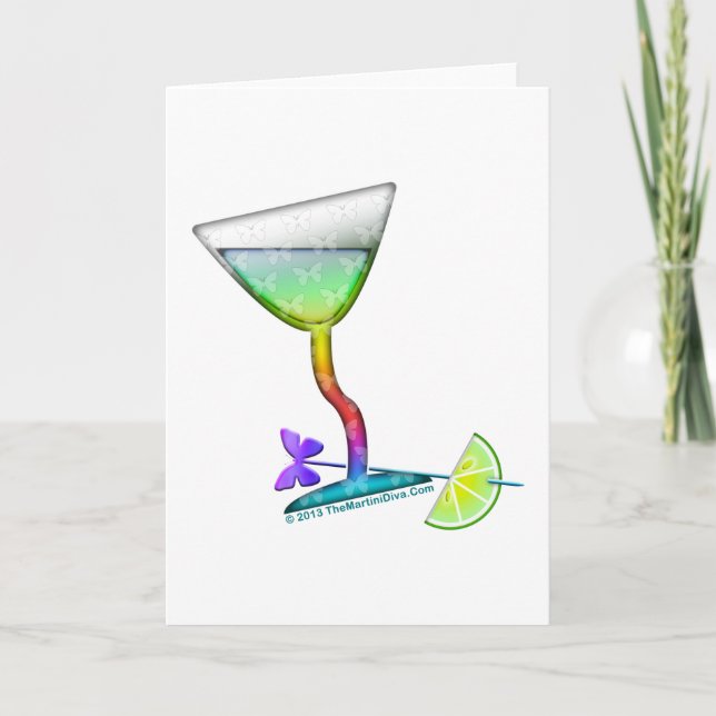 CARTES DE SALUTATIONS COCKTAIL - PAPILLON MARTINI (Devant)