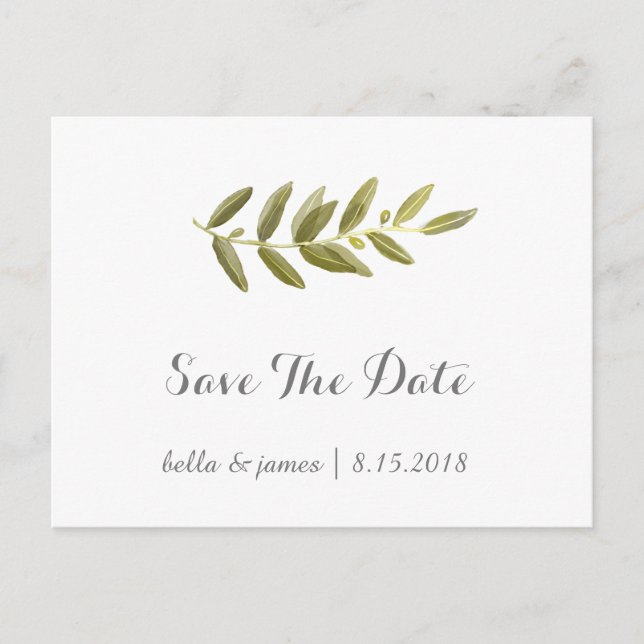Cartes de sauvegarde de branche d'olive minimalist (Devant)