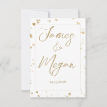 Cartes de sauvegarde de date avec cœur doré