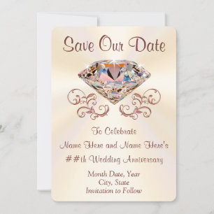 Cartes de sauvegarde de date de jubilé de diamant,