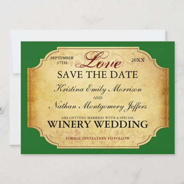 Cartes de sauvegarde de date de mariage de Champag (Devant)