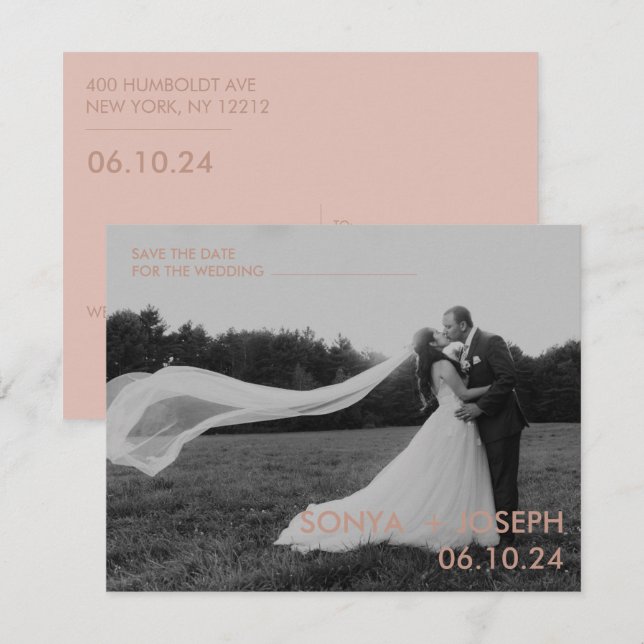 Cartes de sauvegarde de date de mariage photo mini (Devant / Derrière)