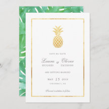 Cartes de sauvegarde de date de Pineapple en or