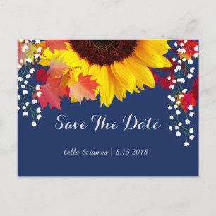 Cartes de sauvegarde de date de tournesol bleu mar