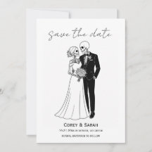Cartes de sauvegarde de date d'Halloween squelette