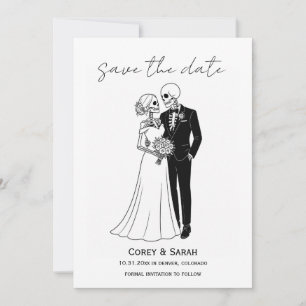 Cartes de sauvegarde de date d'Halloween squelette