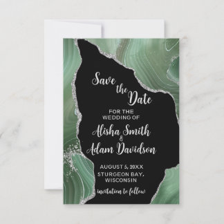 Cartes de sauvegarde de date en noir avec paillett
