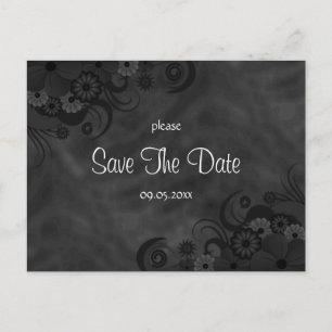 Cartes de sauvegarde de date florales noires d'Hib