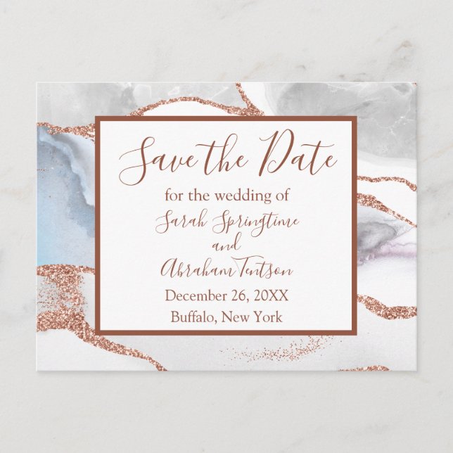 Cartes de sauvegarde de date formelles en agate bl (Devant)