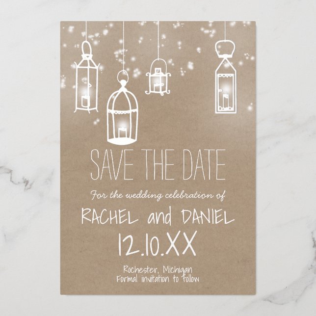 Cartes de sauvegarde de date lanternes d'argent d' (Recto)