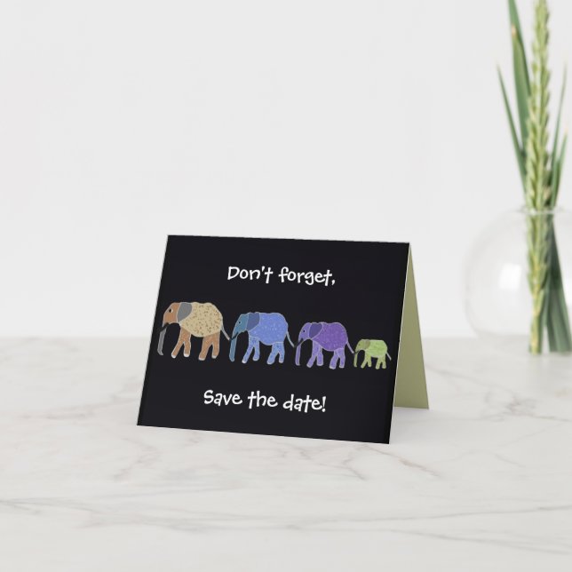 Cartes de sauvegarde de date Les éléphants n'oubli (Devant)