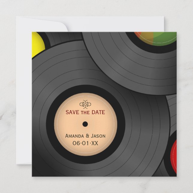 Cartes de sauvegarde de date rétro disques vinyles (Devant)