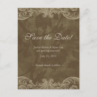 Cartes de sauvegarde de date Roses Antique Marron 