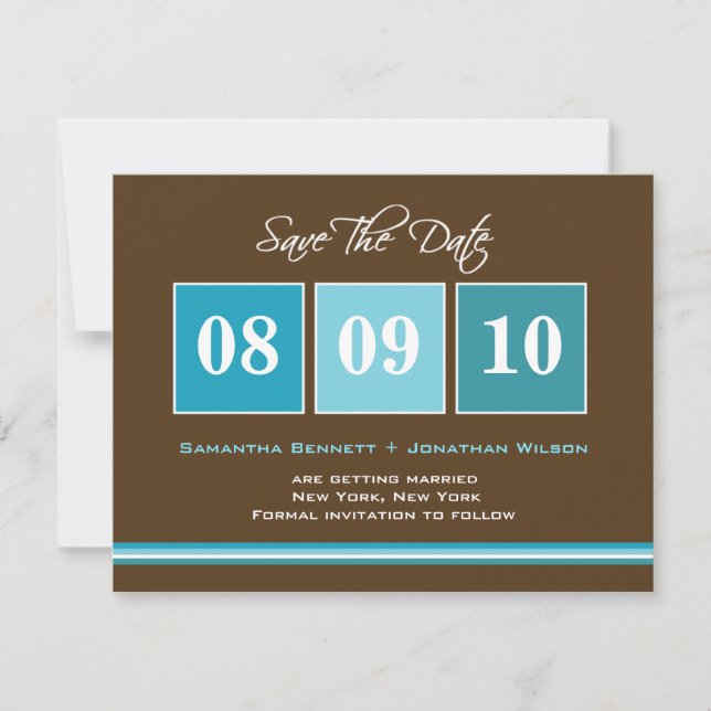 Cartes de sauvegarde de date - Turquoise (Devant)