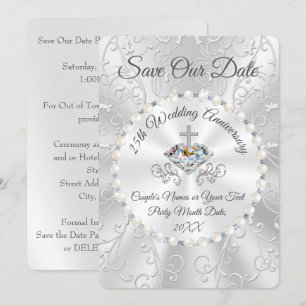 Cartes de sauvegarde de la date pour les 25 ans de