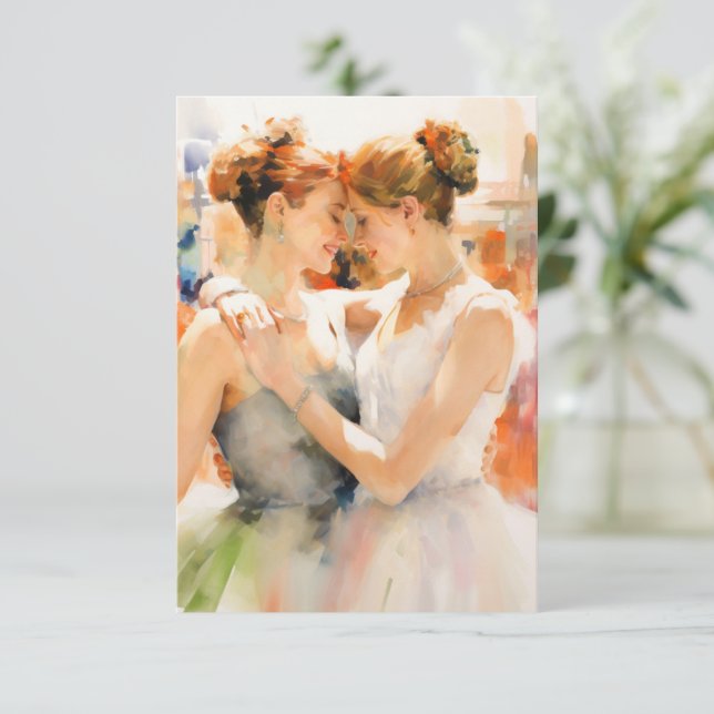 Cartes de sauvegarde de mariage à l'aquarelle (Debout devant)