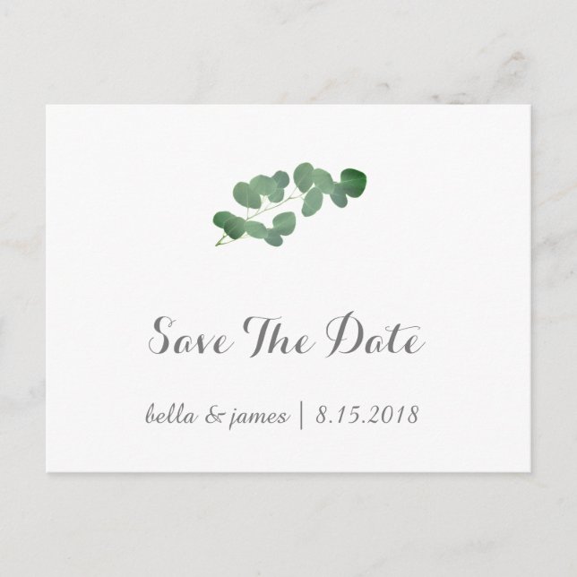 Cartes de sauvegarde de mariage à l'eucalyptus (Devant)