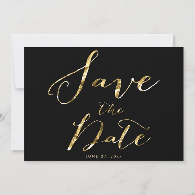 Cartes de sauvegarde de mariage noir Élégant (Devant)