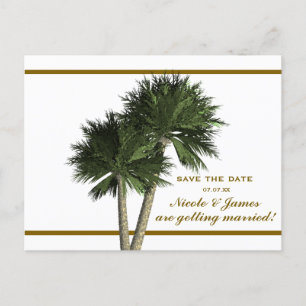 Cartes de sauvegarde élégantes Palmiers Blanc & Or