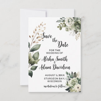 Cartes de sauvegarde Floral Sage Vert & Blush