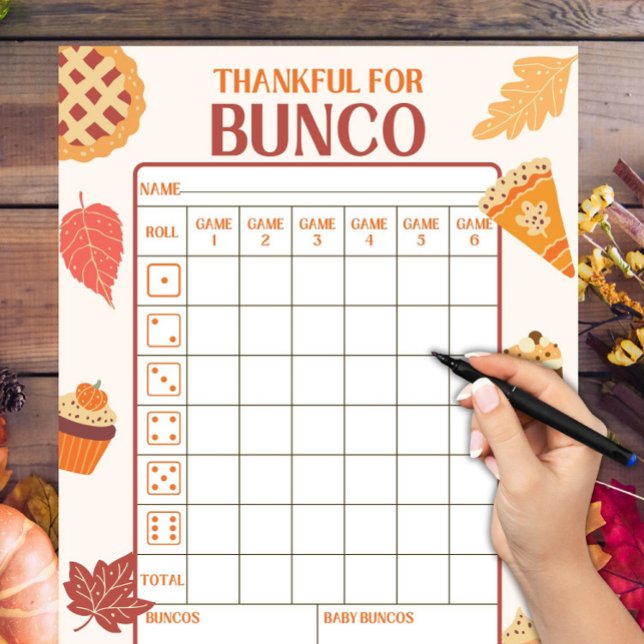 Cartes de score Bunco de Thanksgiving imprimables (Créateur téléchargé)