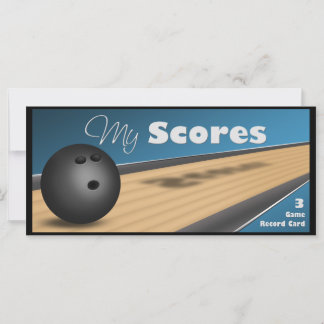 Cartes de score de Bowling bleu personnalisées