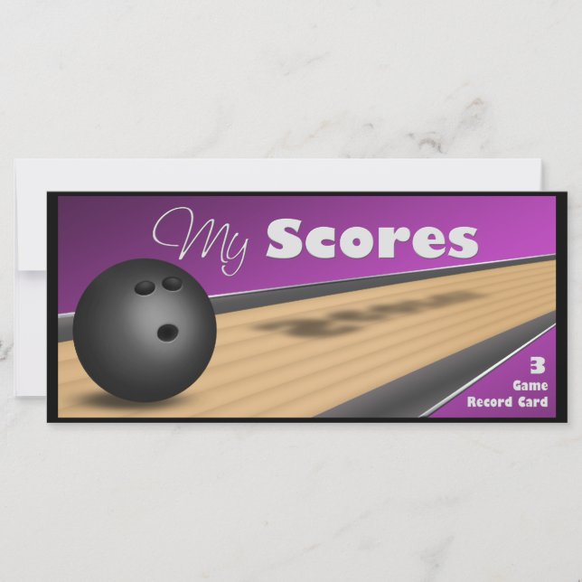 Cartes de score de Bowling pourpre personnalisées (Devant)