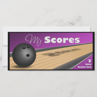 Cartes de score de Bowling pourpre personnalisées