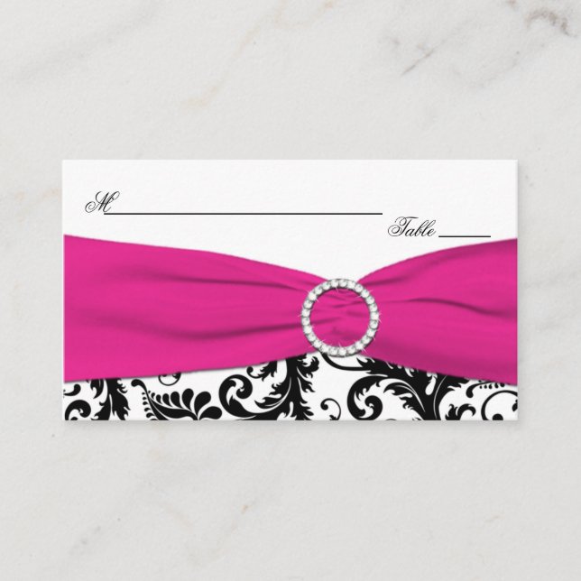 Cartes de sécurité Damask Noir, Blanc et Fuchsia (Devant)