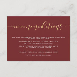 Cartes de séjour Fancy Burgundy & Gold pour mariag