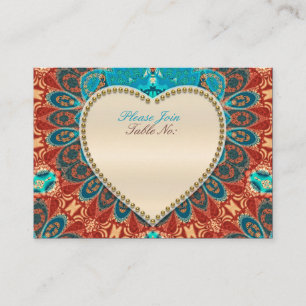 Cartes de Siège de Table de Mariage Paon Batik Aqu