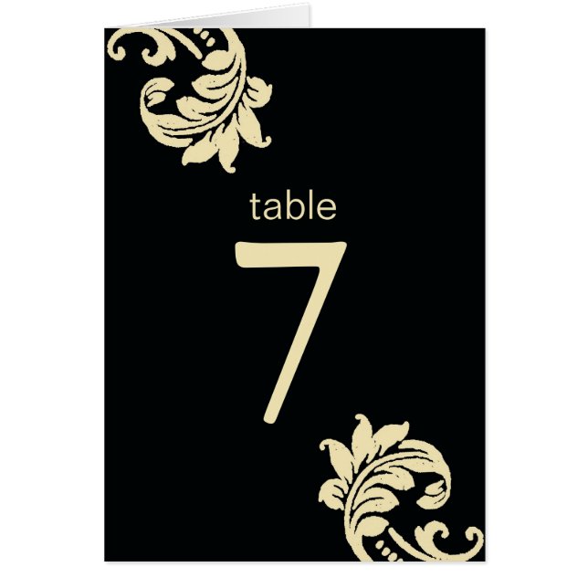 Cartes de siège de table en damas noir (Devant)