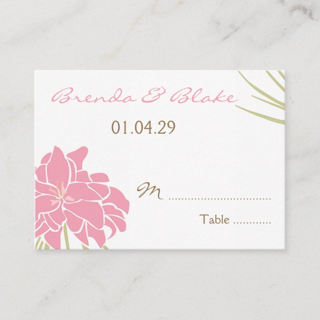 Cartes de siège de table mariage - Lys tropicaux (Devant)