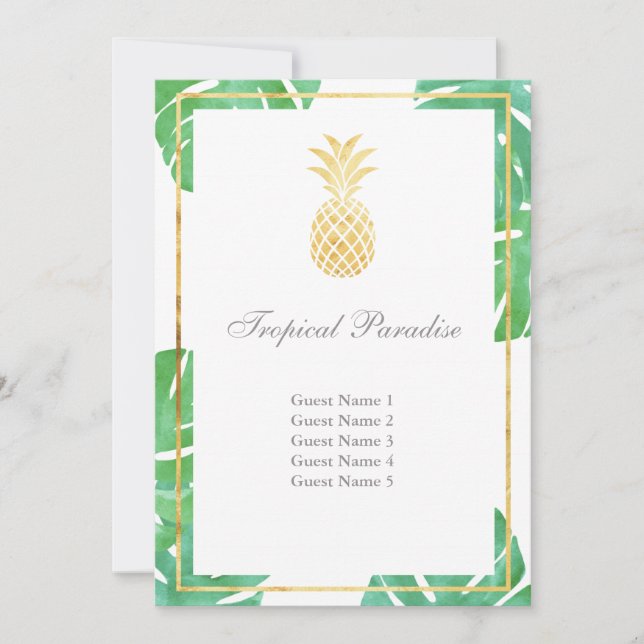 Cartes de siège en or à ananas tropicale - Vertica (Devant)